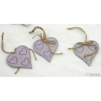 ZÁVĚS D SRDCE 8ks 6x6cm*ŠEDÁ