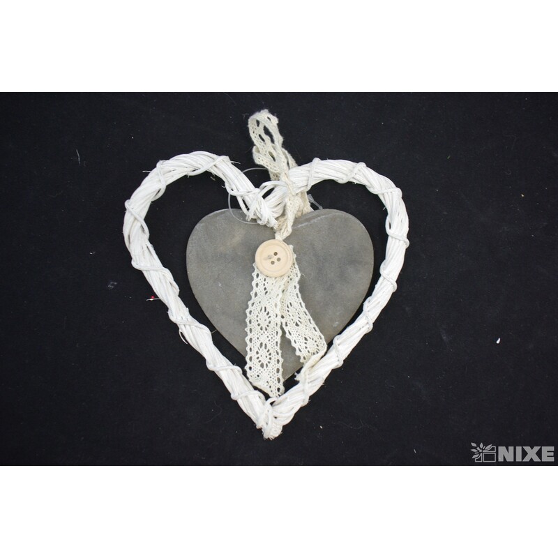 ZÁVĚS SRDCE 15cm*BÍLÁ