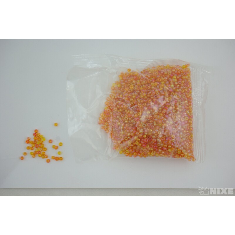 SKLENĚNÉ KORÁLKY 2mm 50g*ORANŽOVÁ MULTI