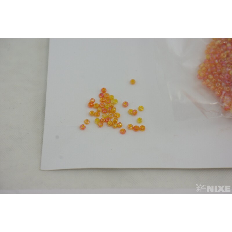 SKLENĚNÉ KORÁLKY 2mm 50g*ORANŽOVÁ MULTI