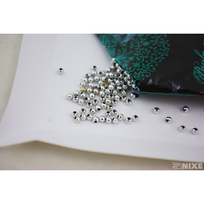 KORÁLKY 3mm 50g METAL*STŘÍBRNÁ