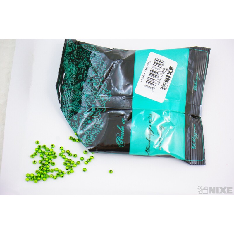 KORÁLKY 3mm 50g METAL*ZELENÁ