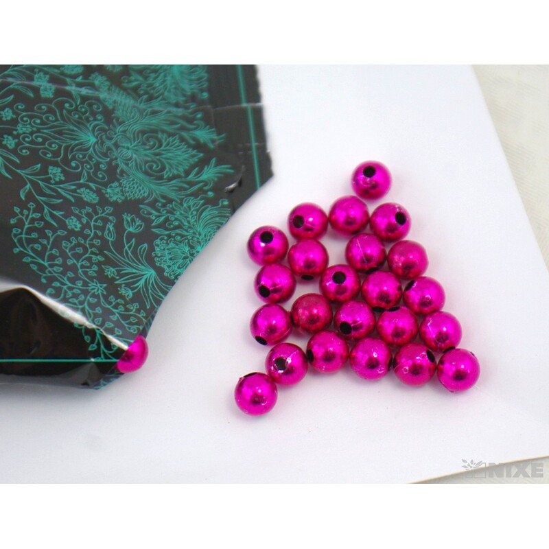 KORÁLKY 8mm cca 208ks METAL*RŮŽOVÁ