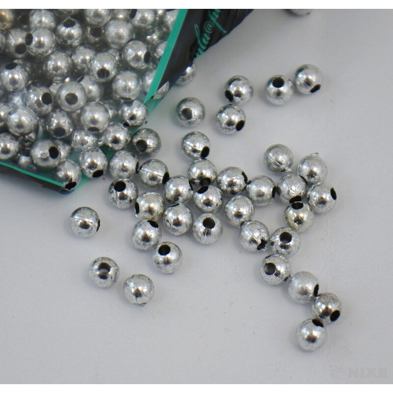 KORÁLKY 6mm 50g METAL*STŘÍBRNÁ