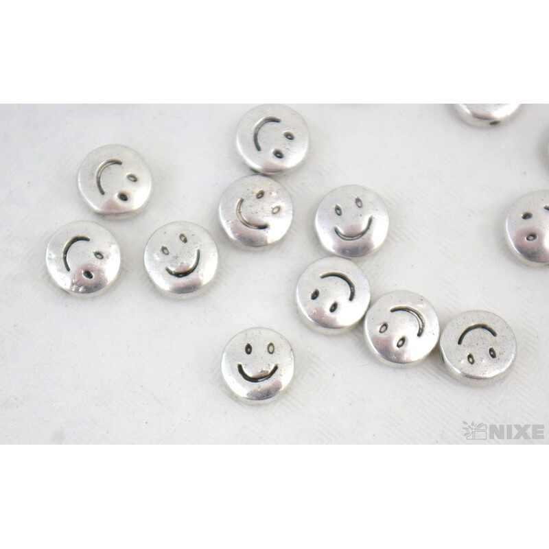 ZÁVĚS KOV SMAJLÍK 1cm*STŘÍBRNÁ V+