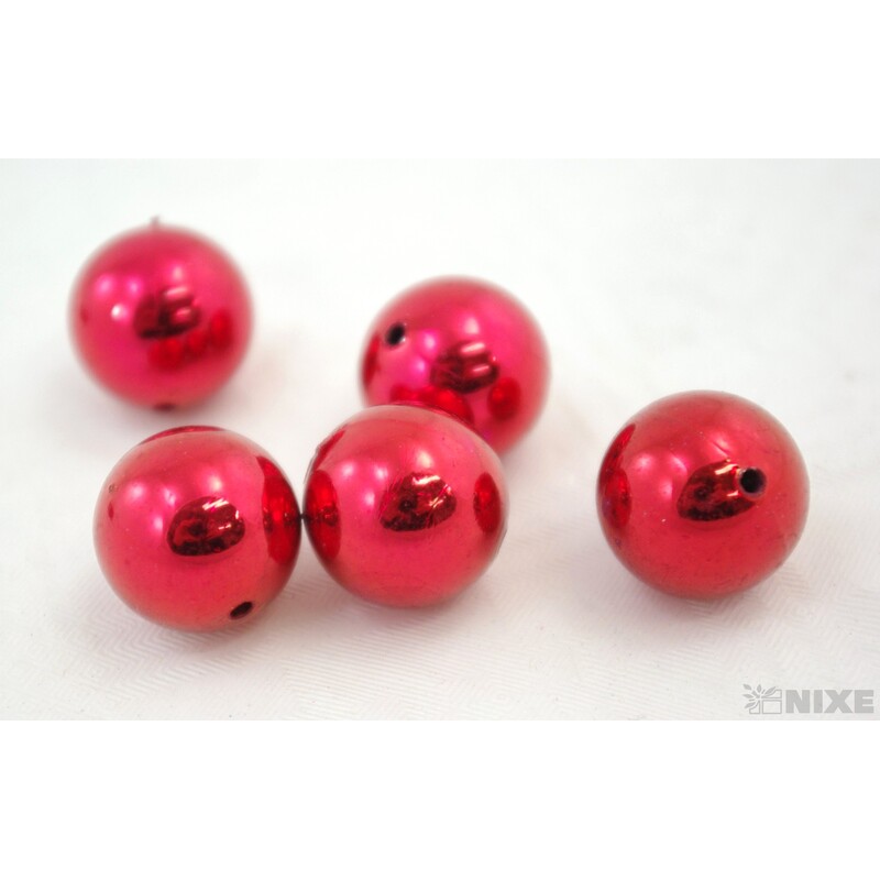 KORÁLKY 20mm 12ks METAL*ČERVENÁ