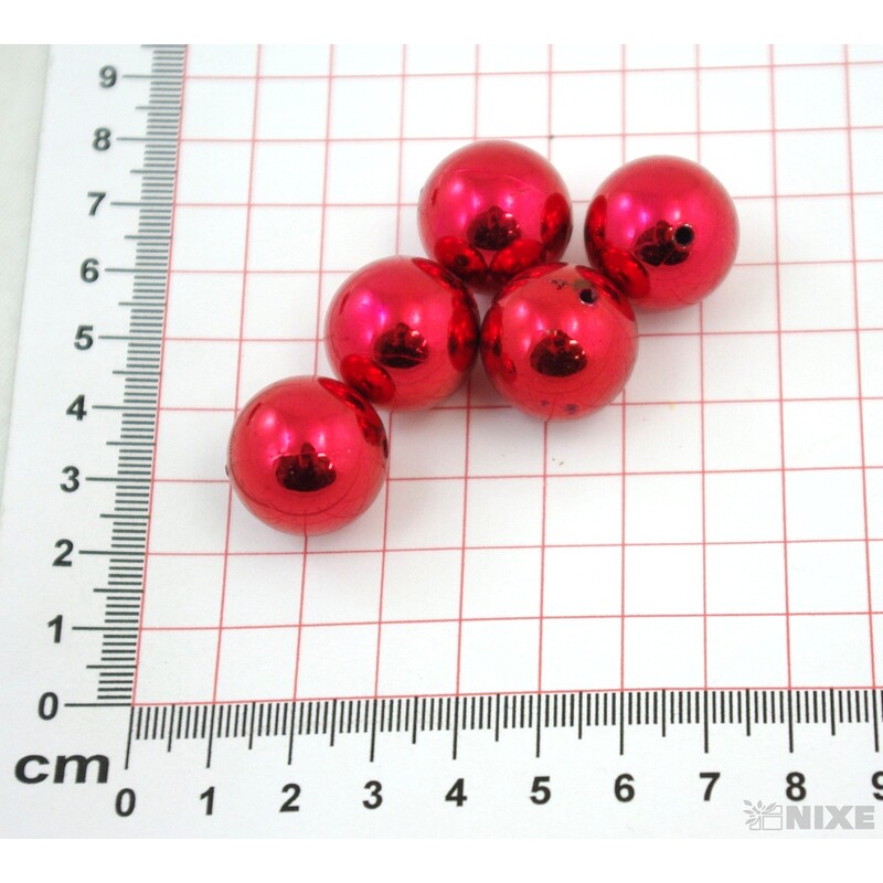 KORÁLKY 20mm 12ks METAL*ČERVENÁ