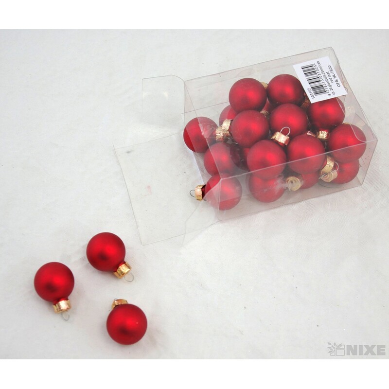 KOULE ZÁVĚS 2,5cm 24ks MAT*ČERVENÁ