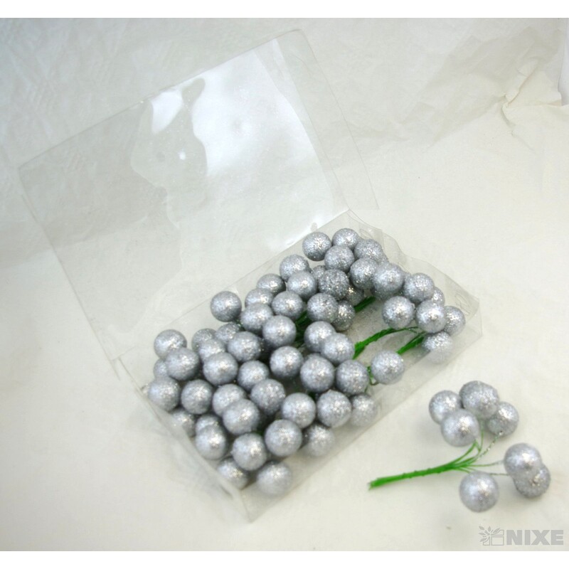 KOULE NA DRÁTKU 2,5x14cm 80ks*STŘÍBRNÁ