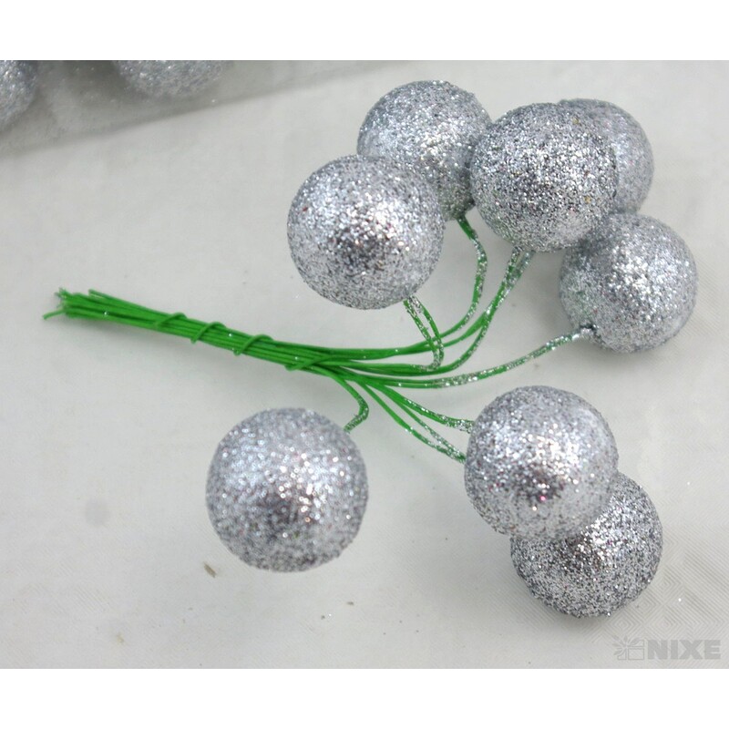 KOULE NA DRÁTKU 2,5x14cm 80ks*STŘÍBRNÁ