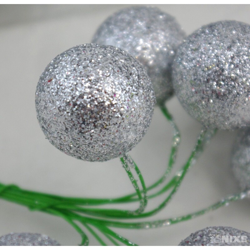 KOULE NA DRÁTKU 2,5x14cm 80ks*STŘÍBRNÁ