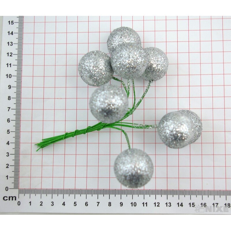 KOULE NA DRÁTKU 2,5x14cm 80ks*STŘÍBRNÁ