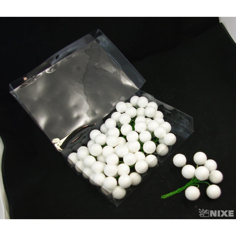 KOULE NA DRÁTKU 2,5x14cm 80ks*BÍLÁ