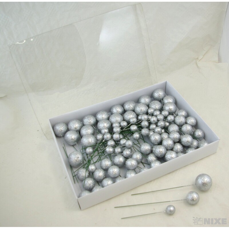 KOULE NA DR. 2,5-3,5x17cm 100ks*STŘÍBRNÁ