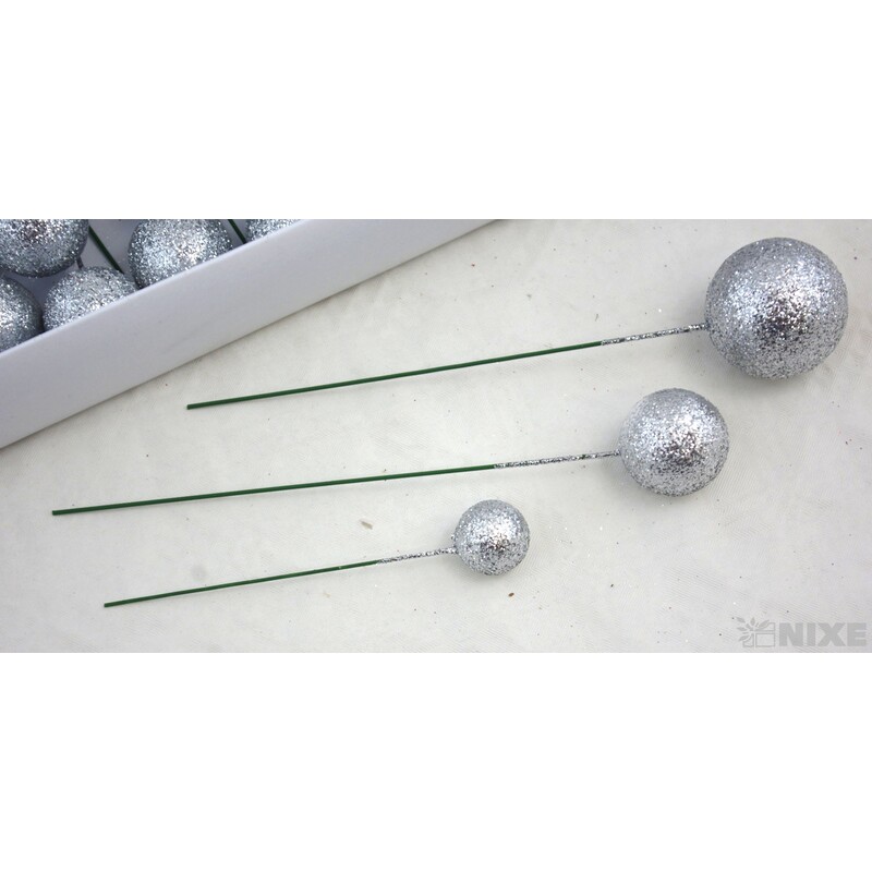 KOULE NA DR. 2,5-3,5x17cm 100ks*STŘÍBRNÁ