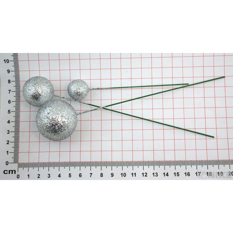 KOULE NA DR. 2,5-3,5x17cm 100ks*STŘÍBRNÁ