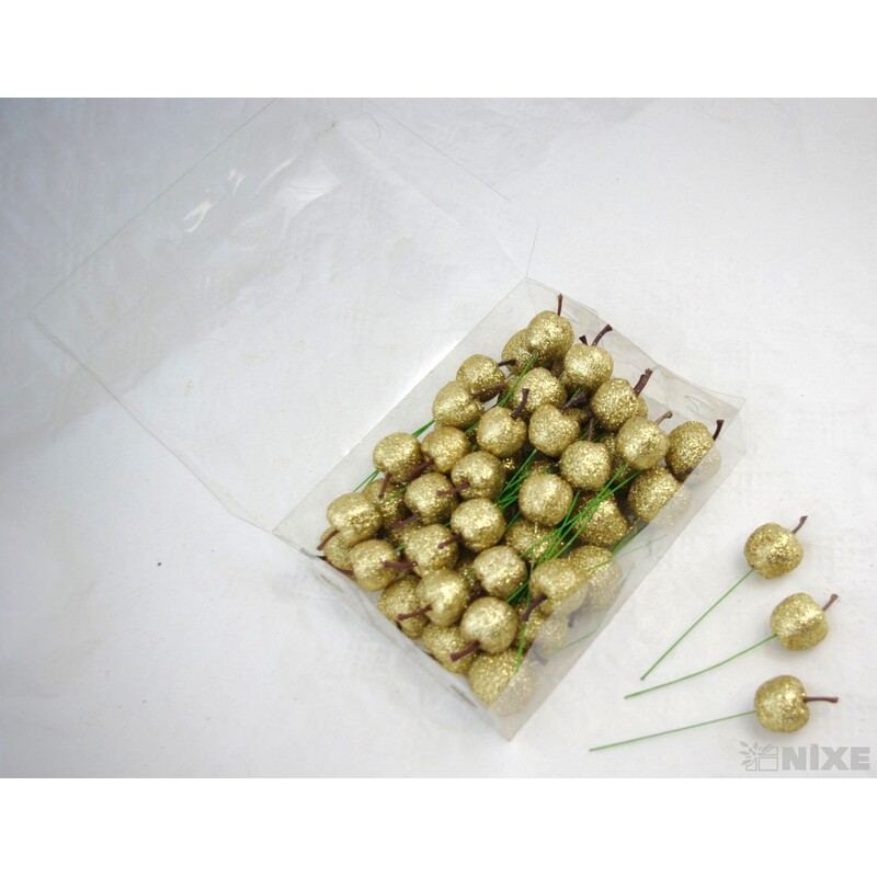 JABLÍČKA NA DR. 3x12cm 48ks*ZLATÁ