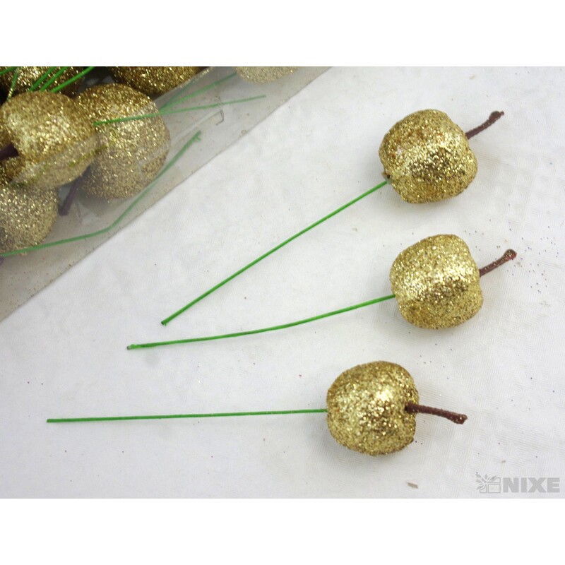 JABLÍČKA NA DR. 3x12cm 48ks*ZLATÁ