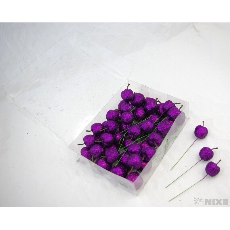 JABLÍČKA NA DR. 3x12cm 48ks*FIALOVÁ TM.