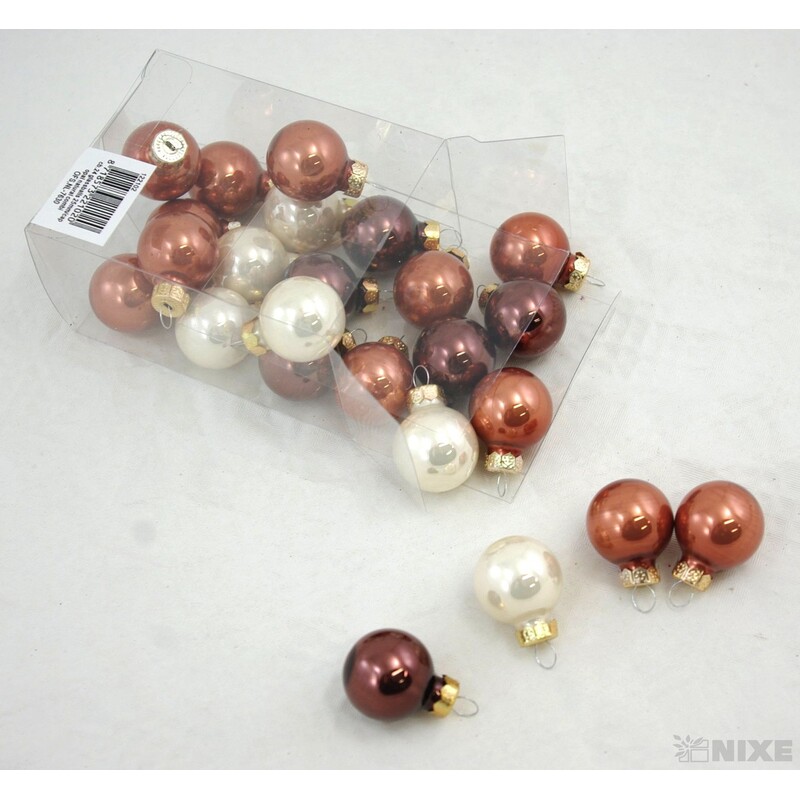 KOULE ZÁVĚS 2,5cm 24ks MIX*PŘÍRODNÍ