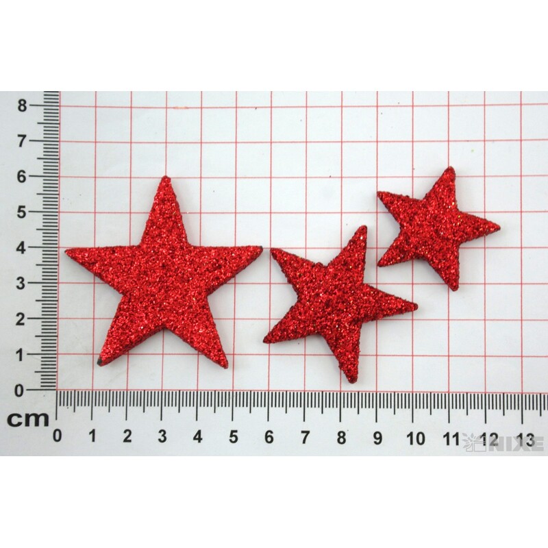 HVĚZDA 3,5-6,5cm 24ks*ČERVENÁ