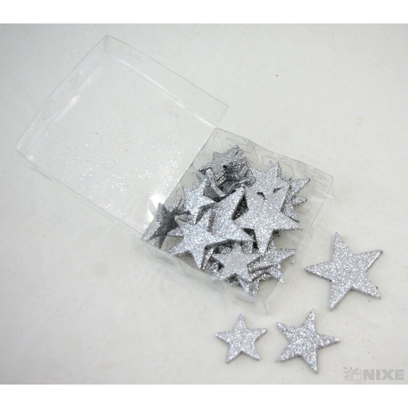 HVĚZDA 3,5-6,5cm 24ks*STŘÍBRNÁ