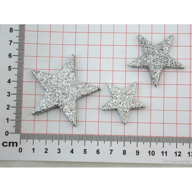 HVĚZDA 3,5-6,5cm 24ks*STŘÍBRNÁ