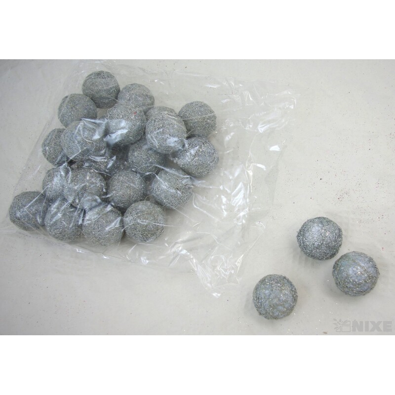 KOULE SISAL 4cm 24ks*STŘÍBRNÁ