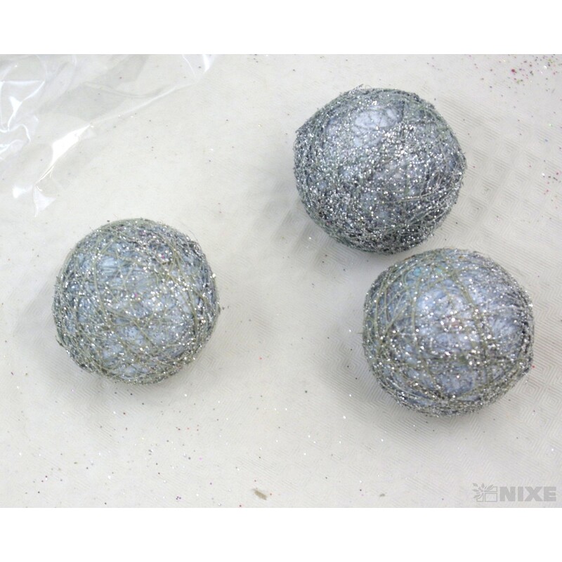 KOULE SISAL 4cm 24ks*STŘÍBRNÁ