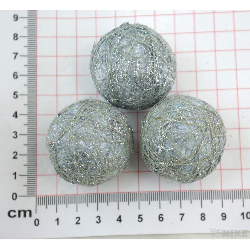 KOULE SISAL 4cm 24ks*STŘÍBRNÁ