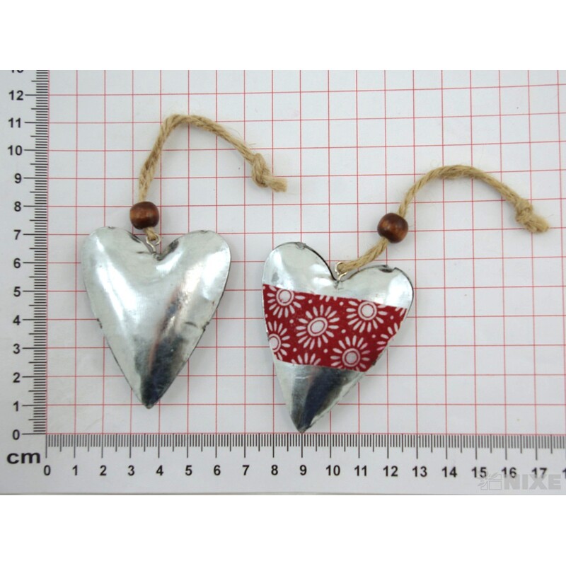 ZÁVĚS SRDCE KOV 6,5cm 8ks*STŘÍBRNÁ