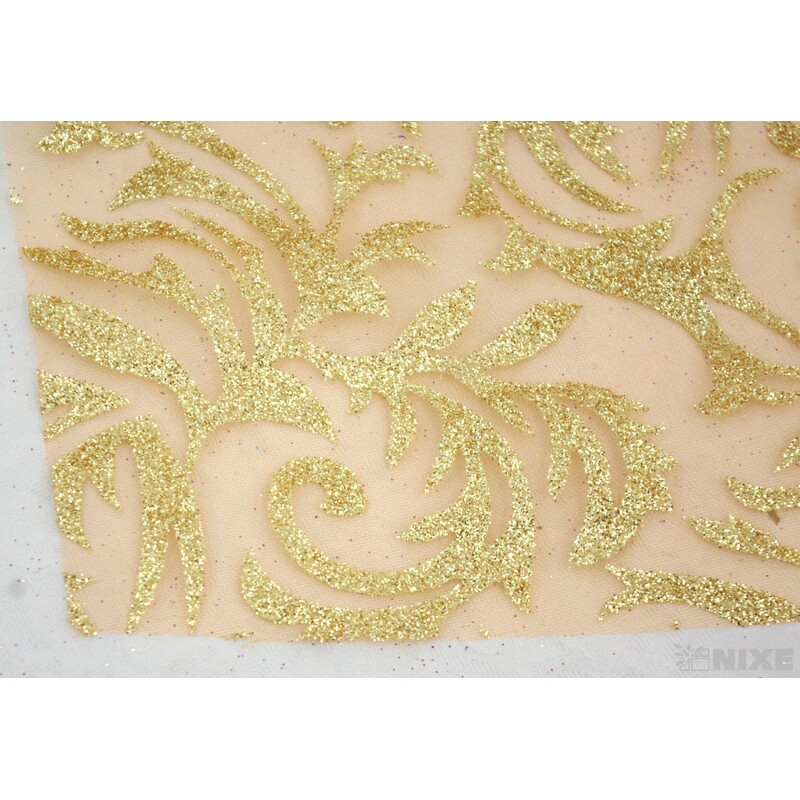 ORGANZA GLITR 14 36cmx5yd*ORANŽOVÁ+ZLATÁ