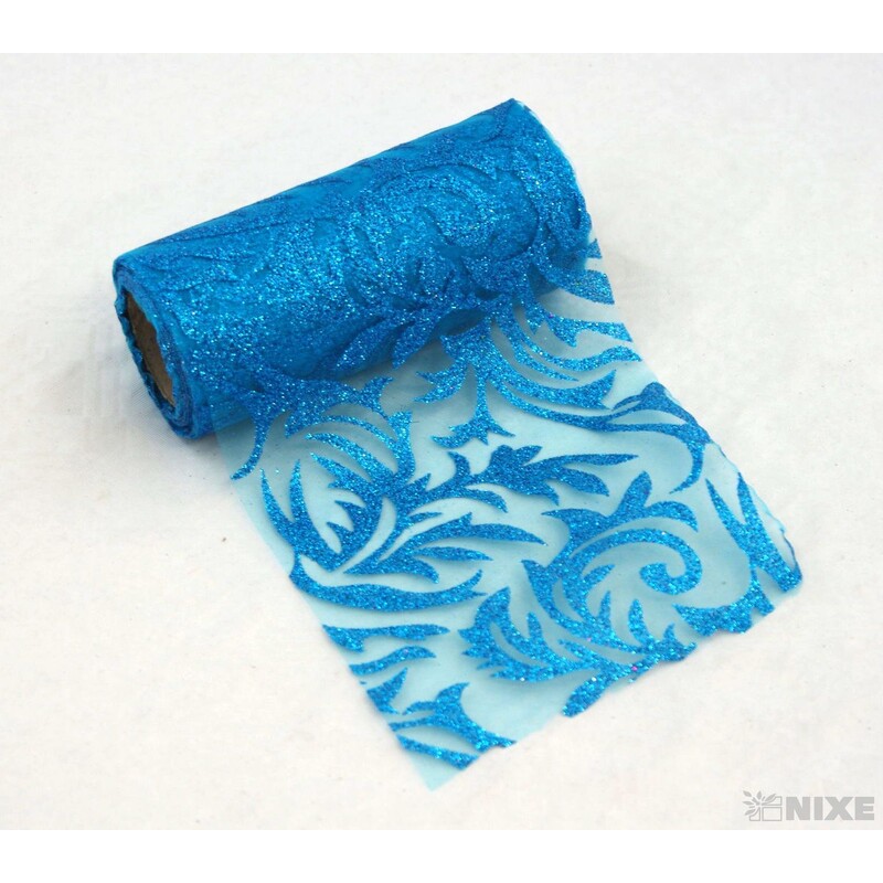 ORGANZA GLITR 20 12cmx10yd*MODRÁ SV.