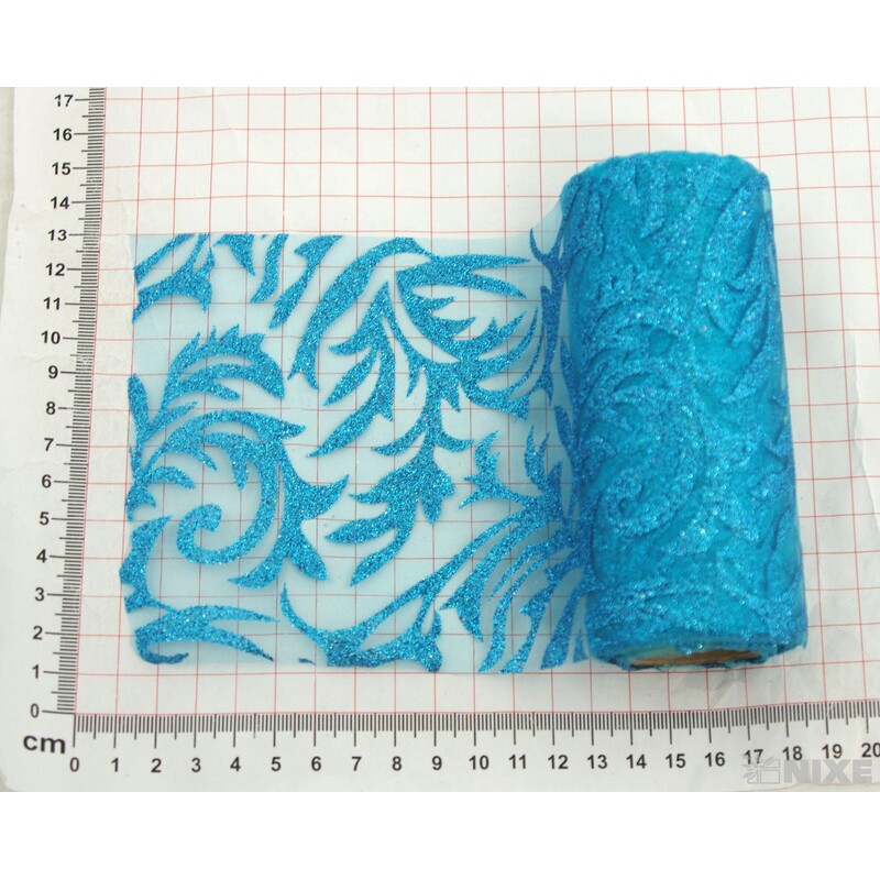 ORGANZA GLITR 20 12cmx10yd*MODRÁ SV.