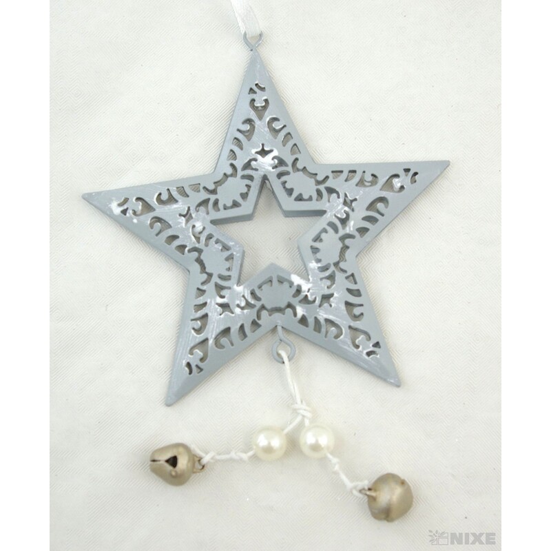 ZÁVĚS HVĚZDA PLECH 11cm*STŘÍBRNÁ