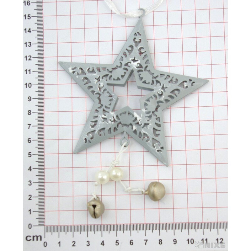 ZÁVĚS HVĚZDA PLECH 11cm*STŘÍBRNÁ