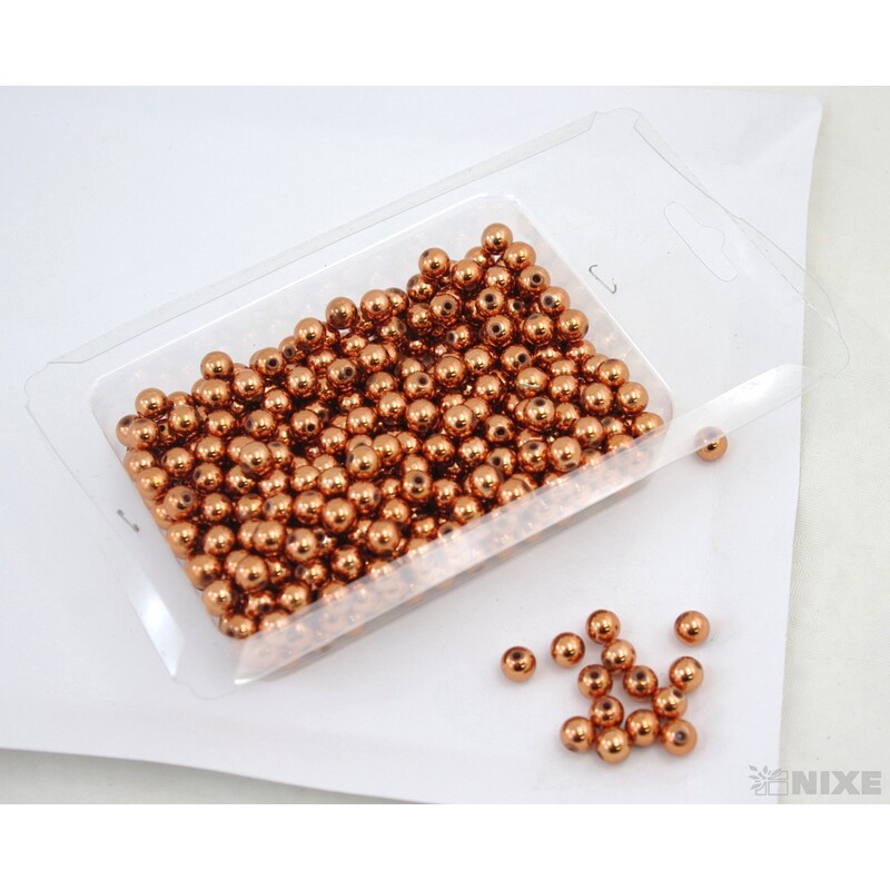 KORÁLKY 8mm 100g METAL*MĚDĚNÁ