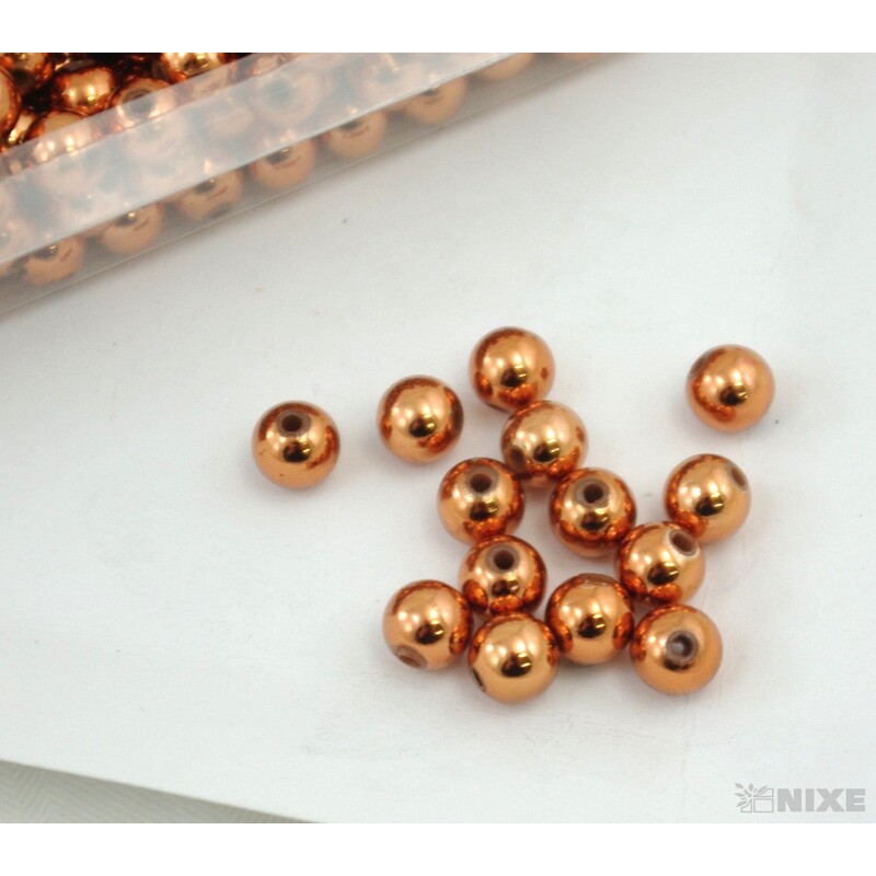 KORÁLKY 8mm 100g METAL*MĚDĚNÁ