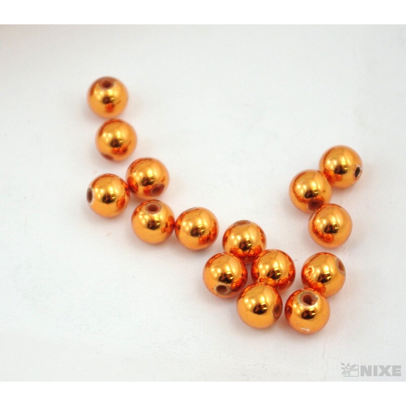 KORÁLKY 8mm 100g METAL*ORANŽOVÁ