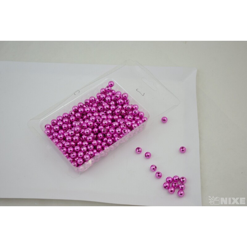 KORÁLKY 8mm 100g METAL*RŮŽOVÁ