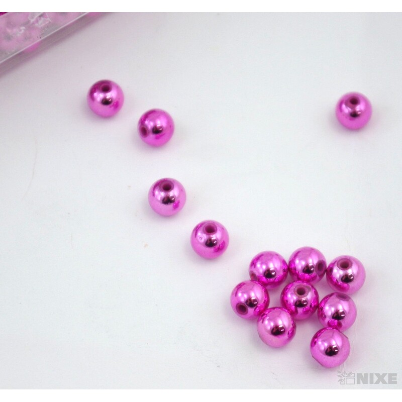 KORÁLKY 8mm 100g METAL*RŮŽOVÁ