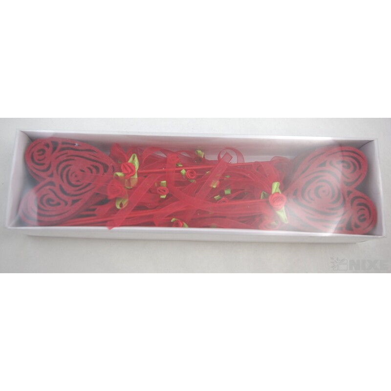 ZÁPICH FILC SRDCE 7x26cm 12ks*ČERVENÁ