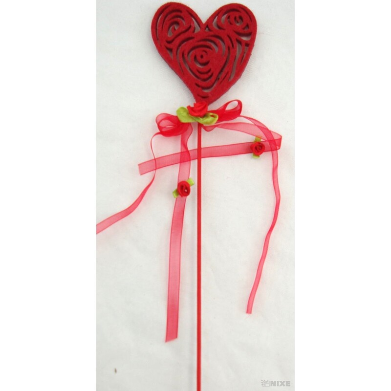 ZÁPICH FILC SRDCE 7x26cm 12ks*ČERVENÁ