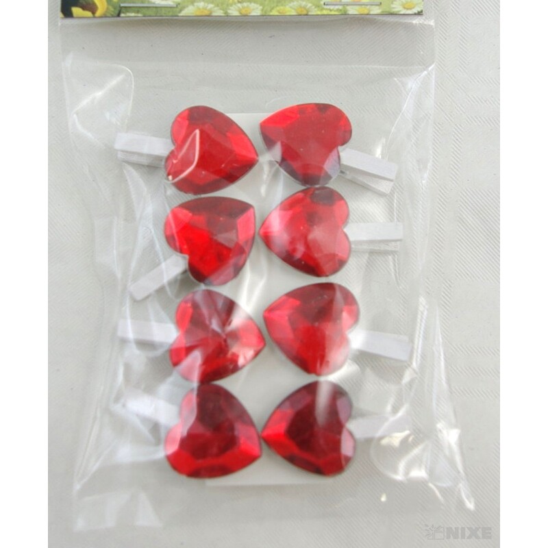 SRDCE NA KOLÍČKU 2x3cm 8ks*ČERVENÁ