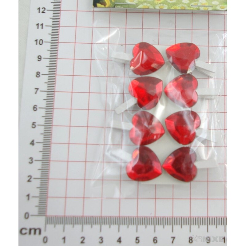 SRDCE NA KOLÍČKU 2x3cm 8ks*ČERVENÁ