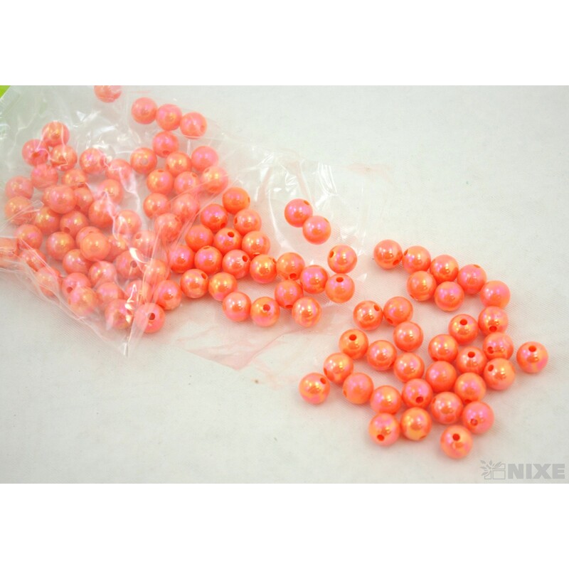 KORÁLKY 10mm cca 104ks*ORANŽOVÁ