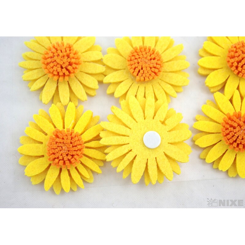 KVÍTEK NALEP. FILC 5cm 6ks*MIX BAREV