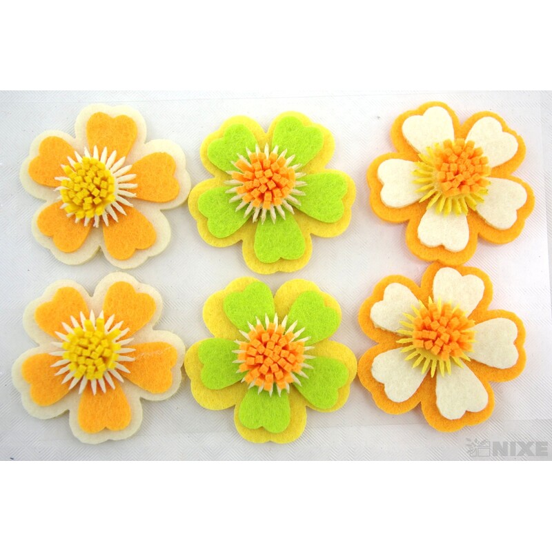 KVÍTEK NALEP. FILC 5cm 6ks*MIX BAREV