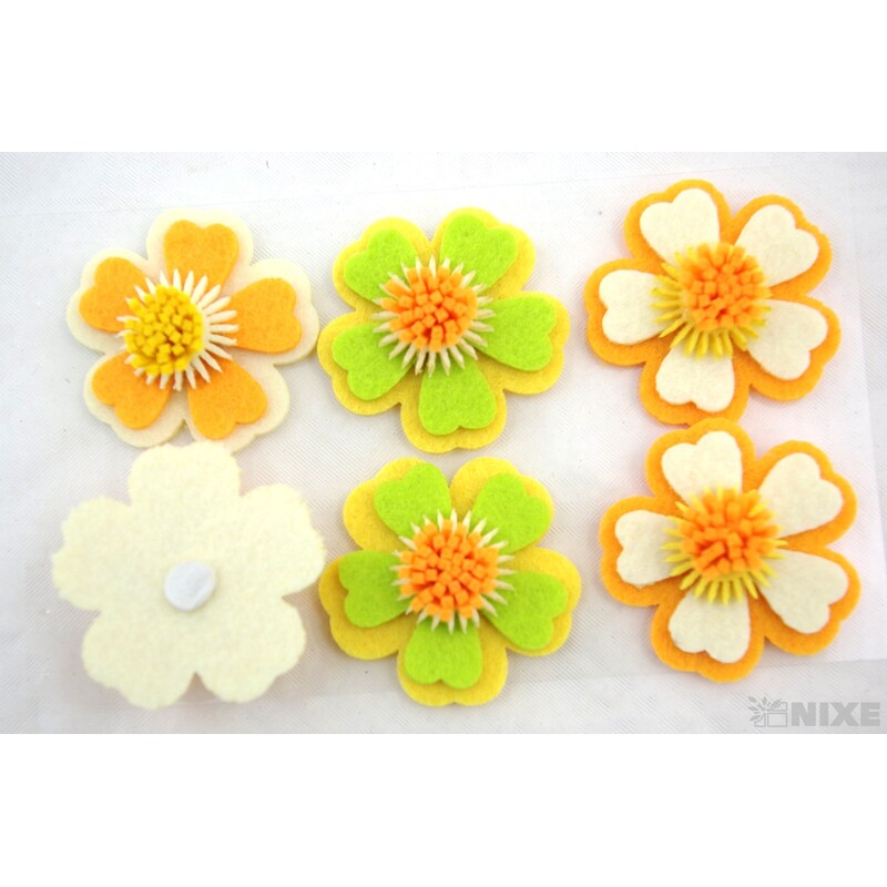 KVÍTEK NALEP. FILC 5cm 6ks*MIX BAREV