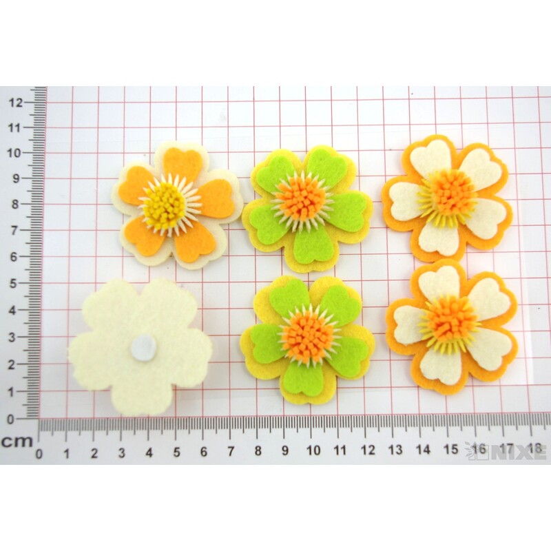 KVÍTEK NALEP. FILC 5cm 6ks*MIX BAREV